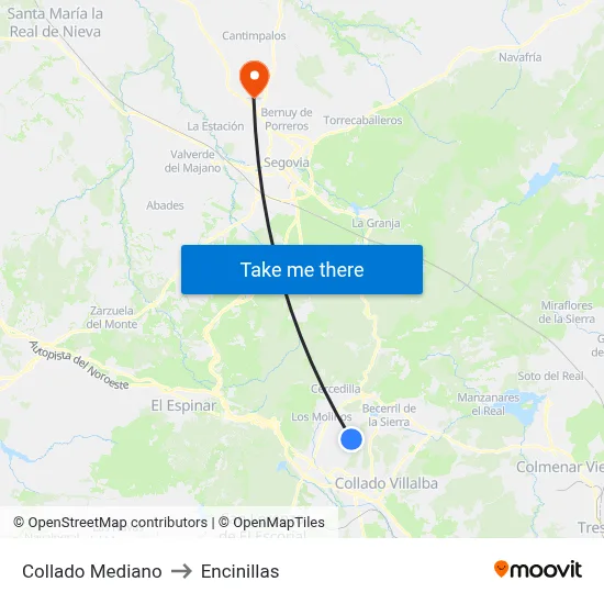 Collado Mediano to Encinillas map