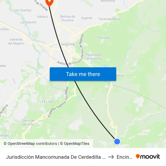 Jurisdicción Mancomunada De Cerdedilla Y Navacerrada to Encinillas map
