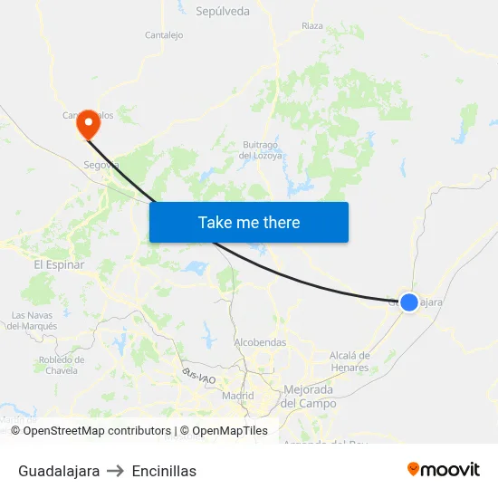 Guadalajara to Encinillas map