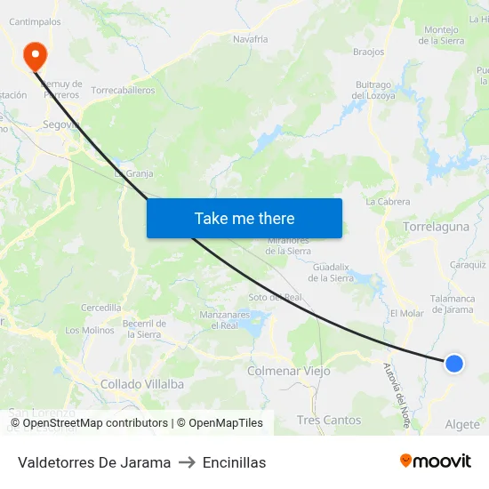 Valdetorres De Jarama to Encinillas map