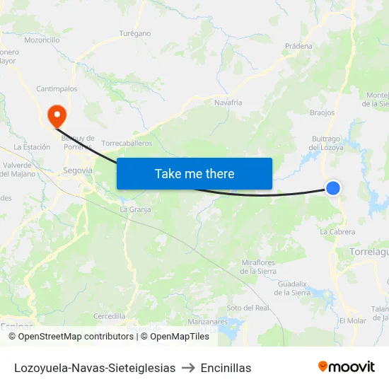 Lozoyuela-Navas-Sieteiglesias to Encinillas map