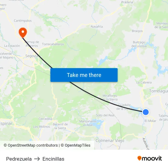 Pedrezuela to Encinillas map