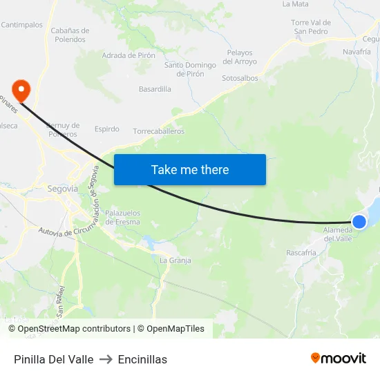 Pinilla Del Valle to Encinillas map