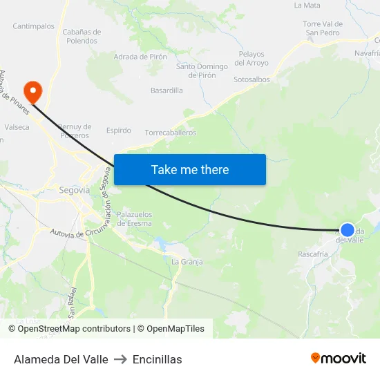 Alameda Del Valle to Encinillas map