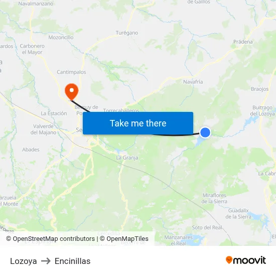 Lozoya to Encinillas map