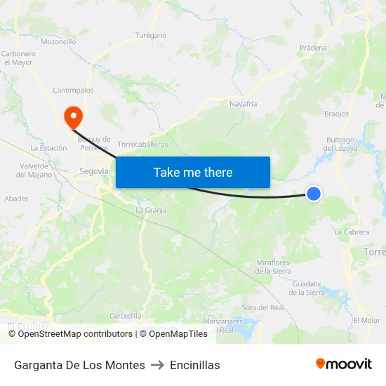 Garganta De Los Montes to Encinillas map