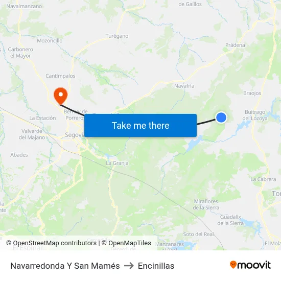 Navarredonda Y San Mamés to Encinillas map