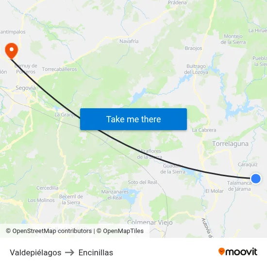 Valdepiélagos to Encinillas map
