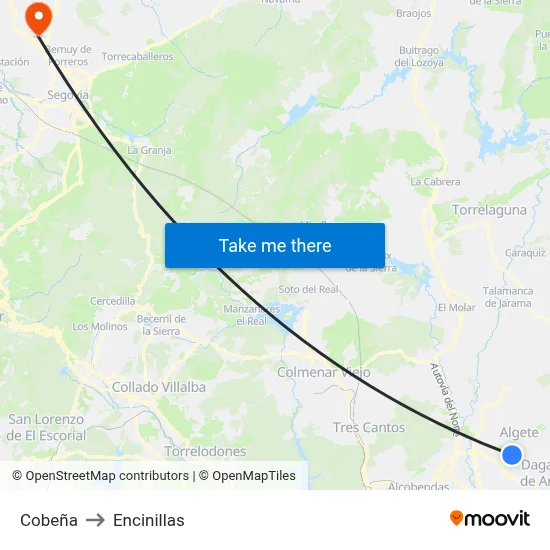 Cobeña to Encinillas map