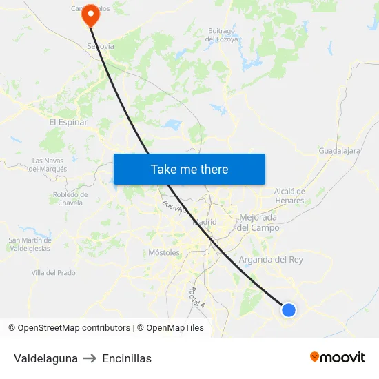 Valdelaguna to Encinillas map