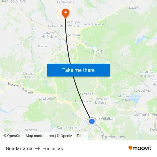 Guadarrama to Encinillas map