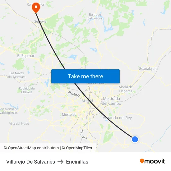 Villarejo De Salvanés to Encinillas map