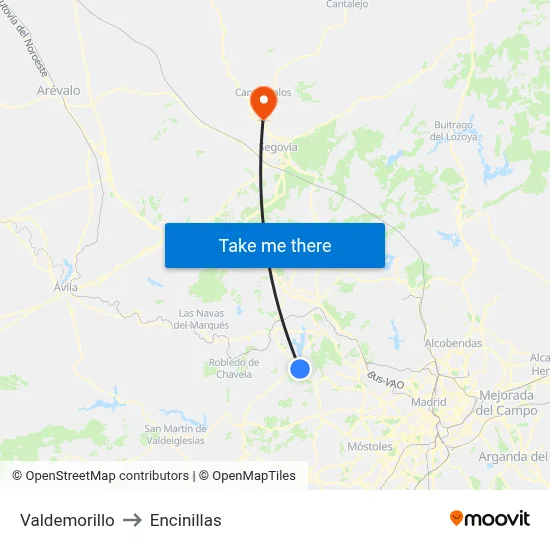Valdemorillo to Encinillas map