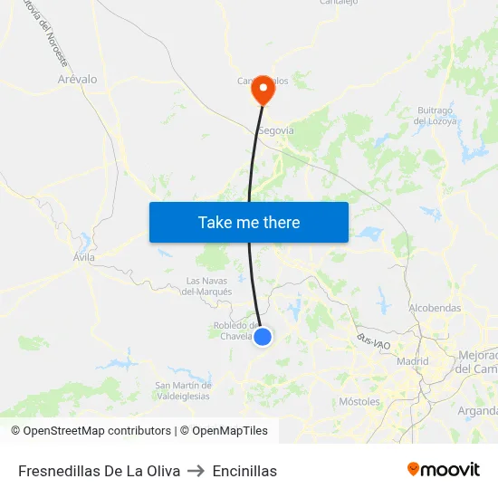Fresnedillas De La Oliva to Encinillas map
