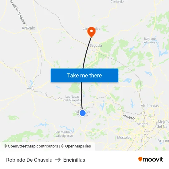 Robledo De Chavela to Encinillas map