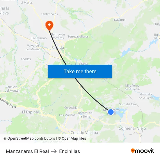 Manzanares El Real to Encinillas map