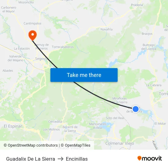 Guadalix De La Sierra to Encinillas map