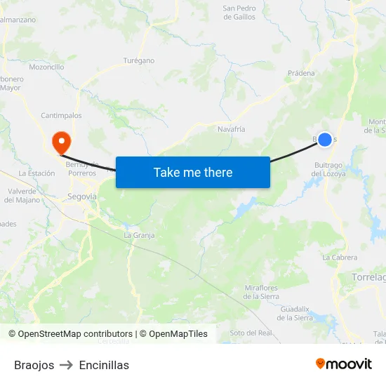 Braojos to Encinillas map