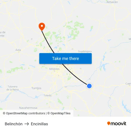 Belinchón to Encinillas map