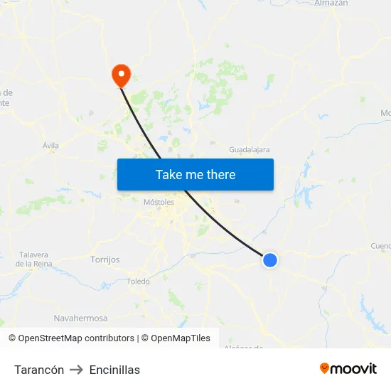 Tarancón to Encinillas map