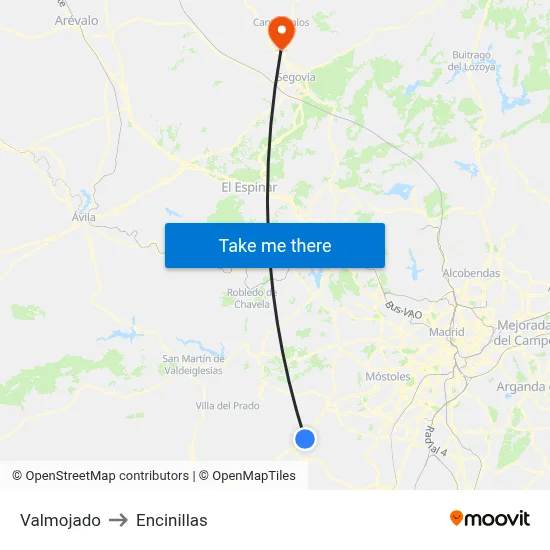 Valmojado to Encinillas map