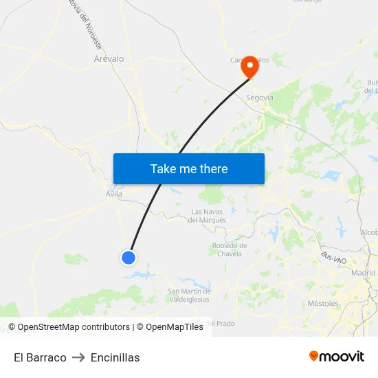 El Barraco to Encinillas map