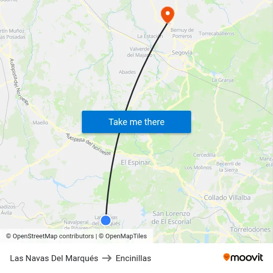Las Navas Del Marqués to Encinillas map
