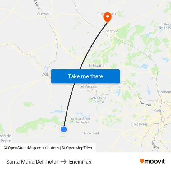 Santa María Del Tiétar to Encinillas map
