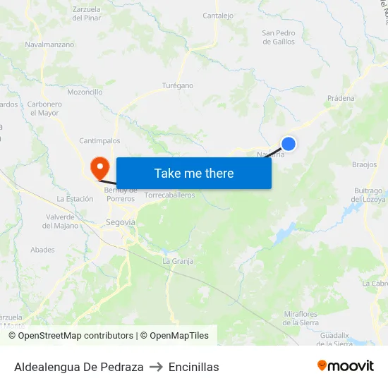 Aldealengua De Pedraza to Encinillas map