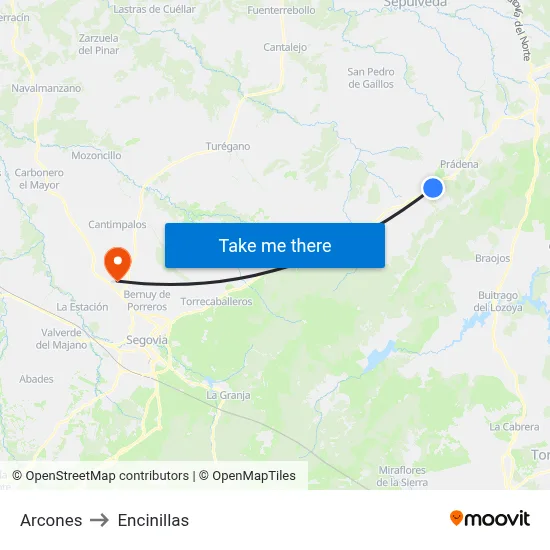 Arcones to Encinillas map