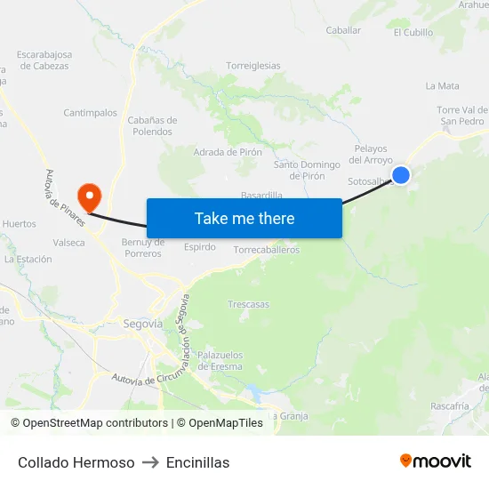 Collado Hermoso to Encinillas map