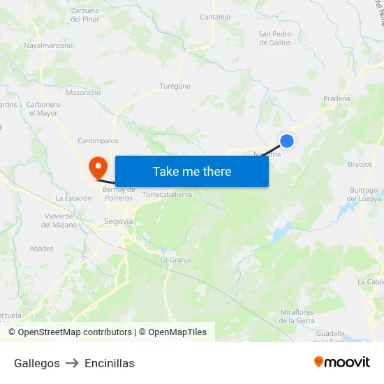 Gallegos to Encinillas map