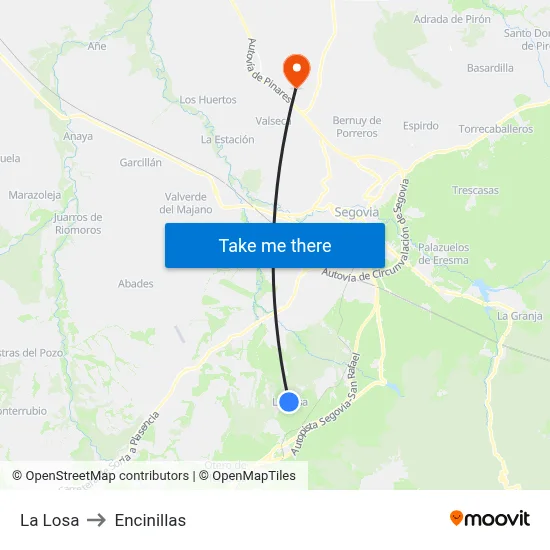 La Losa to Encinillas map