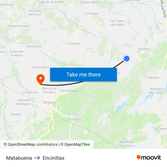Matabuena to Encinillas map