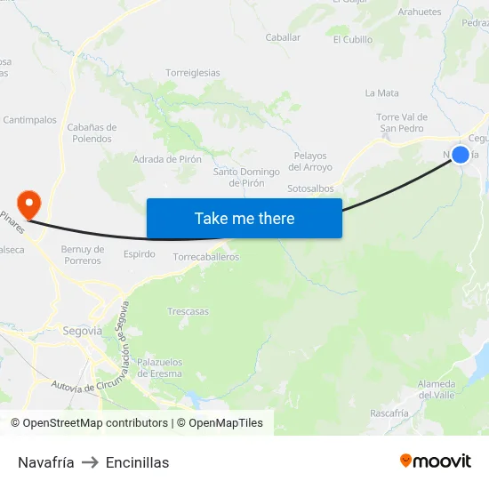 Navafría to Encinillas map