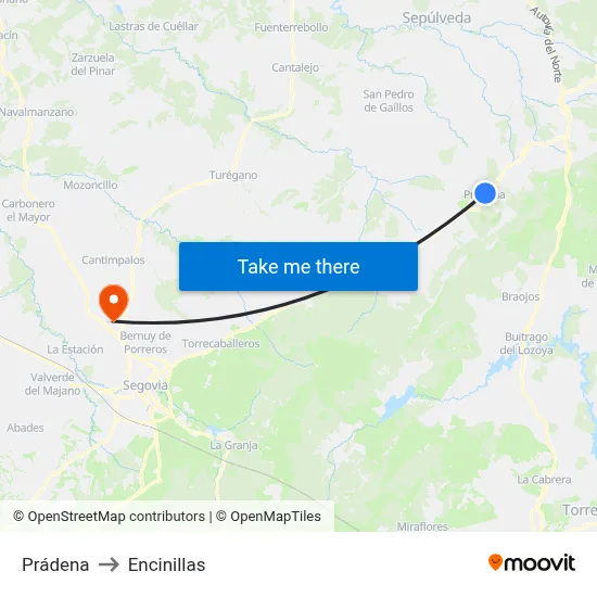 Prádena to Encinillas map