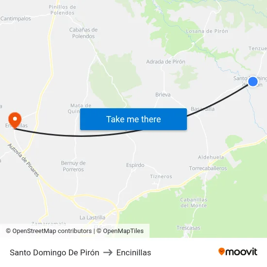 Santo Domingo De Pirón to Encinillas map