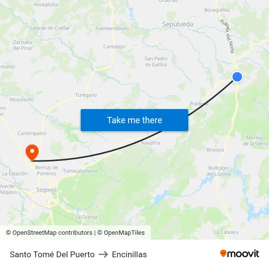 Santo Tomé Del Puerto to Encinillas map