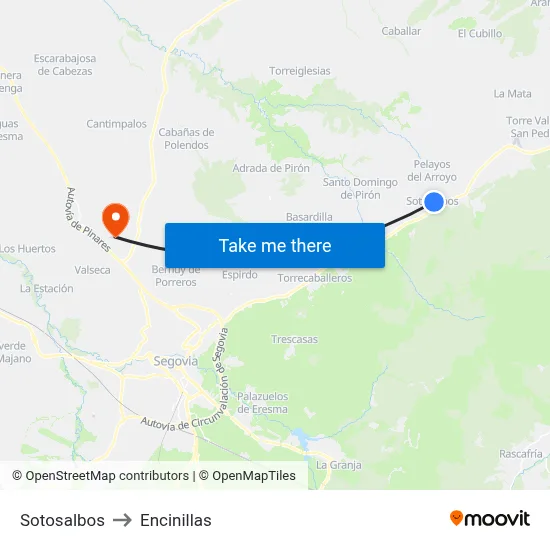 Sotosalbos to Encinillas map