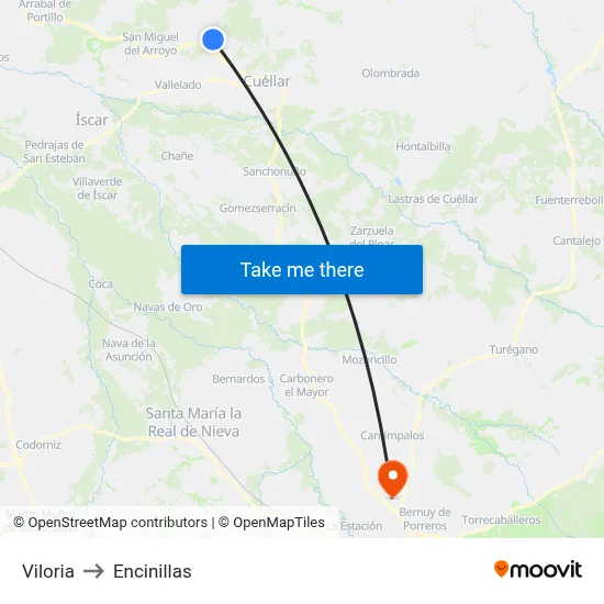 Viloria to Encinillas map