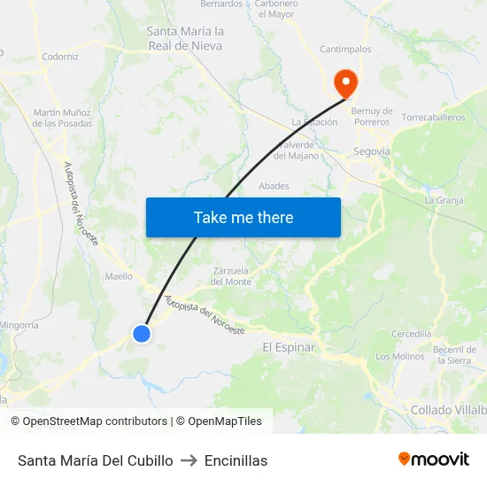 Santa María Del Cubillo to Encinillas map