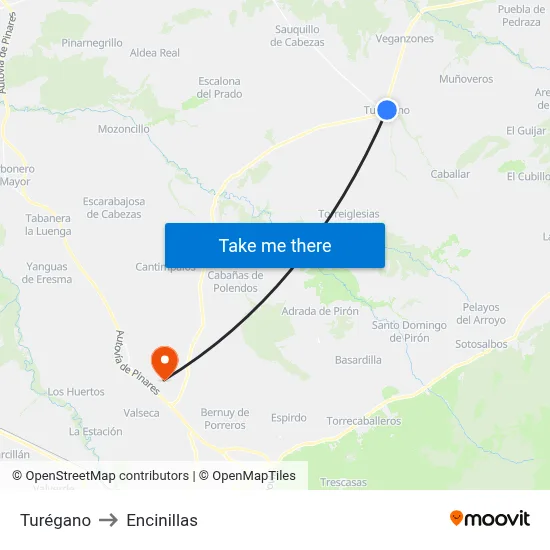 Turégano to Encinillas map