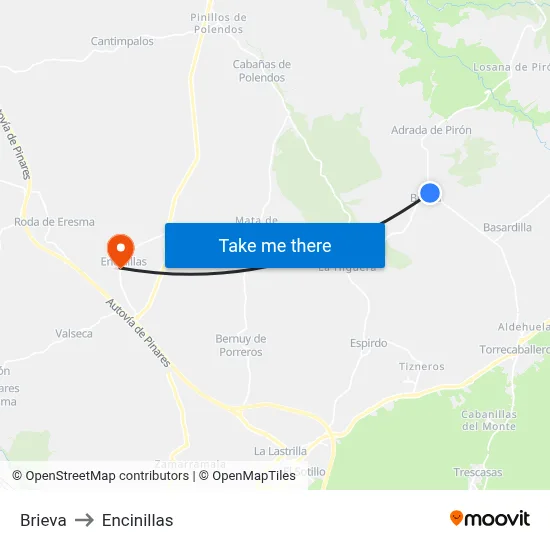 Brieva to Encinillas map