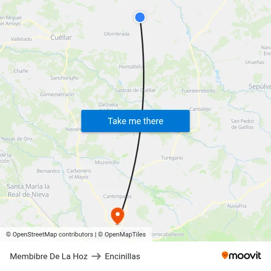 Membibre De La Hoz to Encinillas map