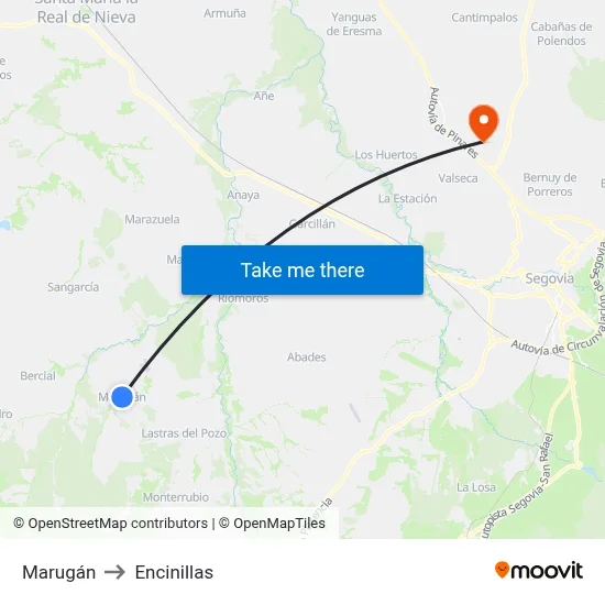 Marugán to Encinillas map