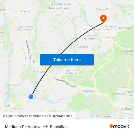 Mediana De Voltoya to Encinillas map