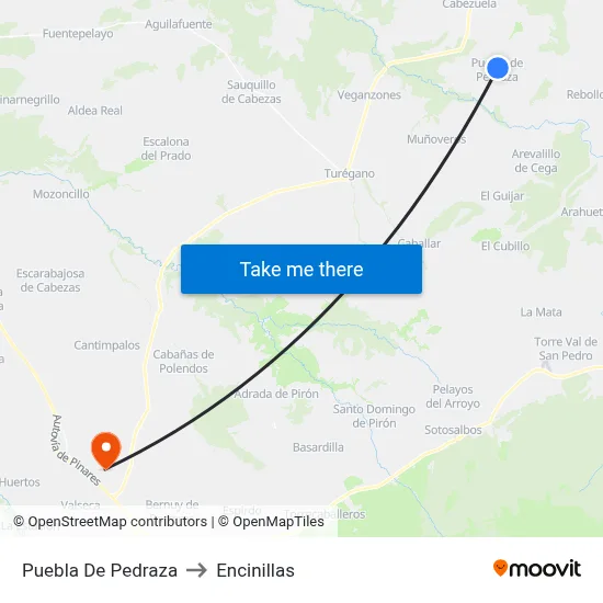 Puebla De Pedraza to Encinillas map