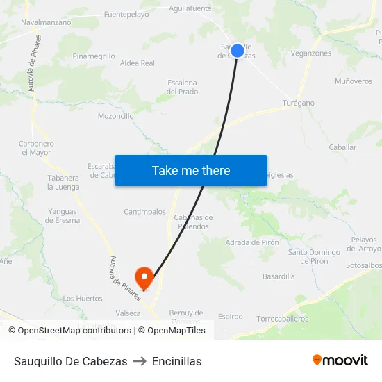 Sauquillo De Cabezas to Encinillas map