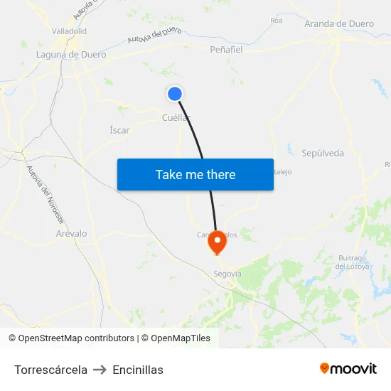 Torrescárcela to Encinillas map