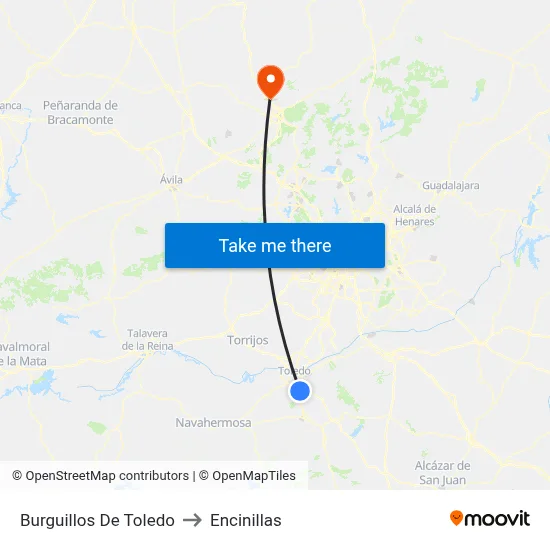 Burguillos De Toledo to Encinillas map